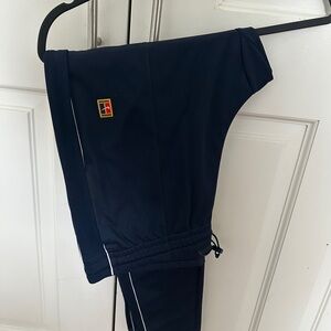 Navy Tennis Track Pants with Logo